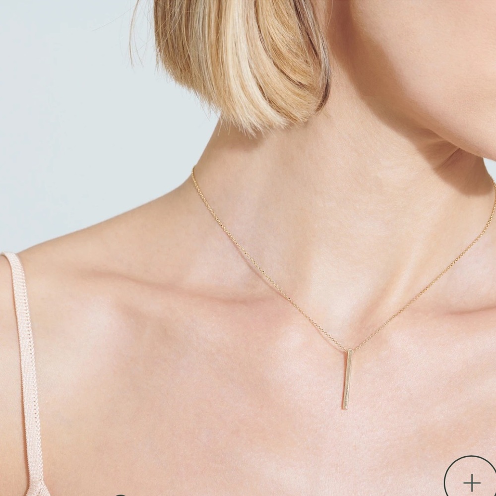 AUrate 14k Rose Gold Bar Drop Necklace